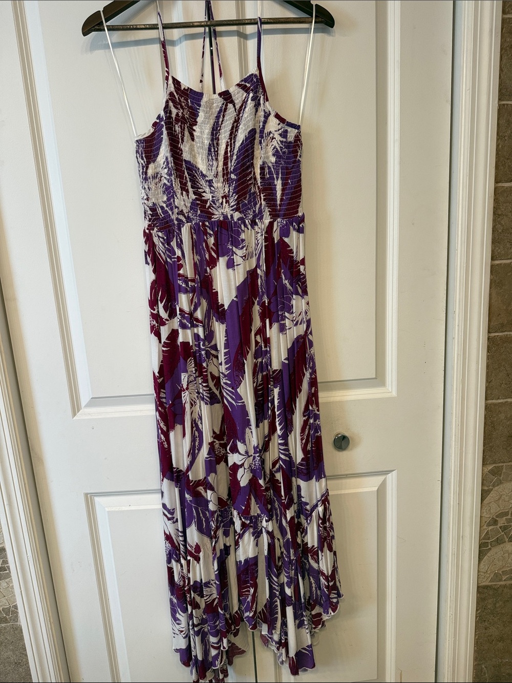 Free People Purple and White Floral Maxi Dress. NWOT